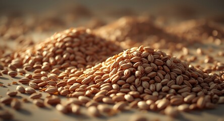 Obraz premium Seed selection displaying entire and crushed flax seeds of Linum usitatissimum origin