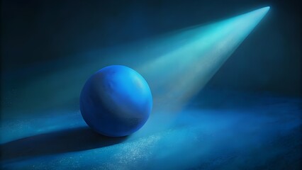 A serene blue orb, bathed in a concentrated spotlight, symbolizes deep introspection and profound focus within an abstract, minimalistic setting