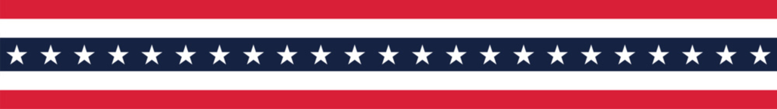 Patriotic American Flag Ribbon Border with Stars and Stripes for USA Holidays