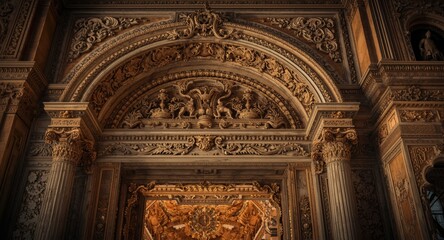 Obraz premium Decorative entrance detail showcasing craftsmanship in ancient palace