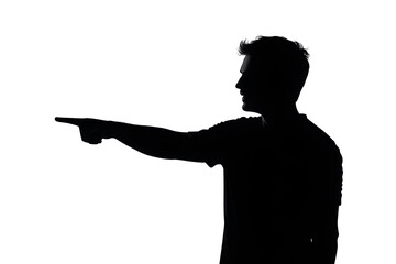 The Guiding Gesture: A silhouette of a man, defined by the stark contrast of light and shadow, points resolutely towards a distant destination, a symbol of direction and purpose.