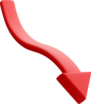 3D Red wavy arrow pointing down.