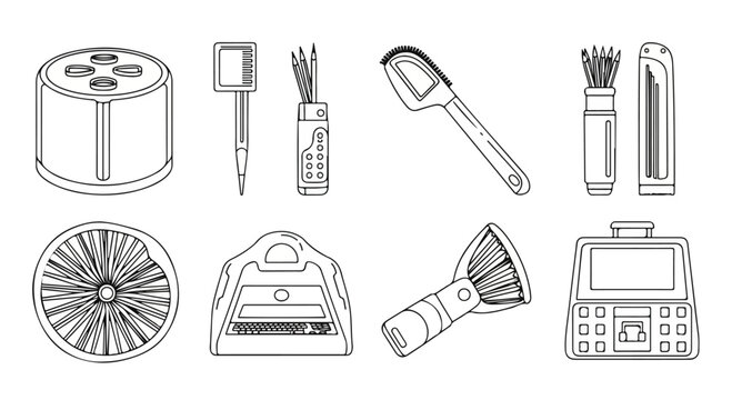 Assorted tools and gadgets for various household and outdoor tasks Vector
