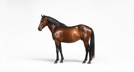 Obraz premium A lone horse isolated on a spotless white studio background