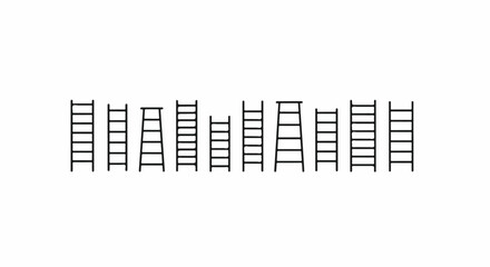 A collection of ladders of varying heights and styles in a row Vector © Alex