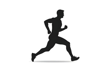 Fototapeta premium Energetic Silhouette: A dynamic silhouette of a runner in full stride, capturing the essence of motion and physical activity, emphasizing speed, fitness, and determination.