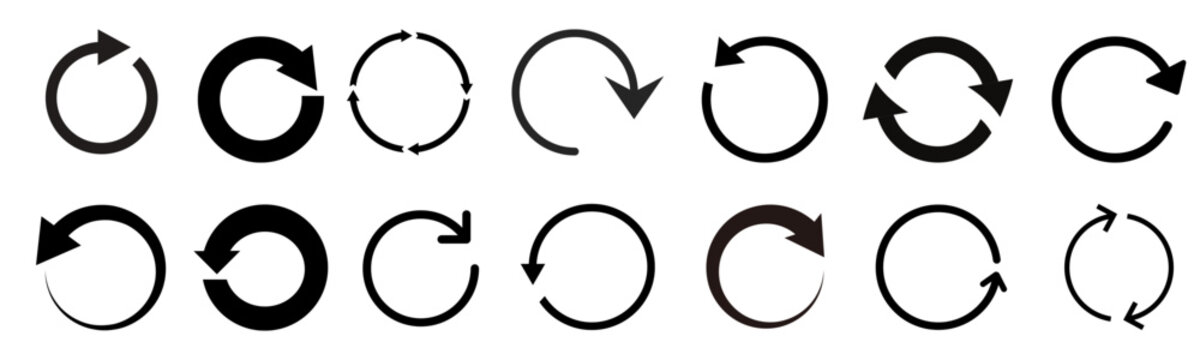 Circle arrow icon set. set of different circle round arrow. vector illustration