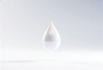 Fototapeta premium Single white liquid drop suspended in air against a clean, minimalist background