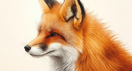 Obraz premium Detailed red fox drawing with a gentle fluffy appearance
