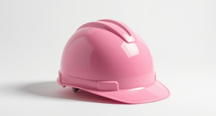 Fototapeta premium Pink durable safety helmet displayed on a white background with gentle shadow