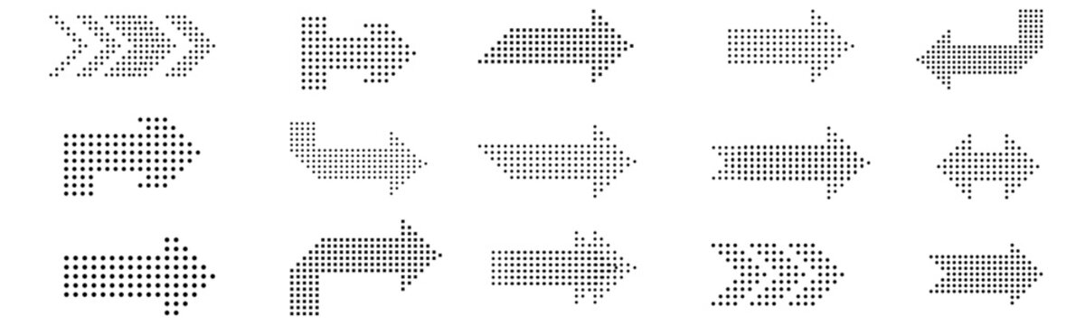 Doted arrow icons.  Arrow icon. Vector illustration.