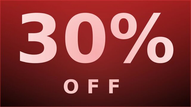 A bold red sale banner displaying '30% OFF' in large, faded text for promotional purposes