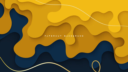 Abstract vector background showing blue and yellow waves and curves