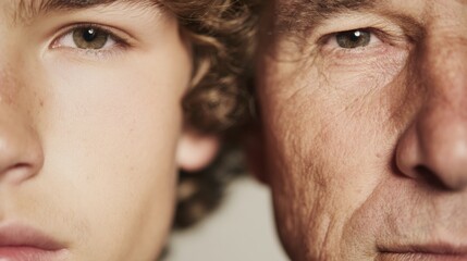 Two faces showing different ages and experiences from different generations