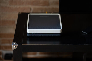 Modern internet router providing wireless connectivity and network access, linking devices to the global web for fast communication and data streaming services