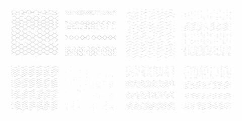 Obraz premium Assorted geometric patterns and stitch designs in a light gray tone