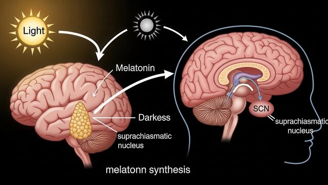 Light-induced melatonin synthesis in the brain