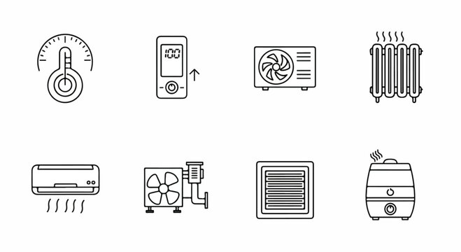 Various types of heating and cooling appliances and systems Vector