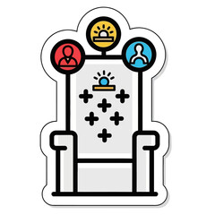 Teamwork Sticker Board with People Icons and Lightbulb for Collaborative Brainstorming