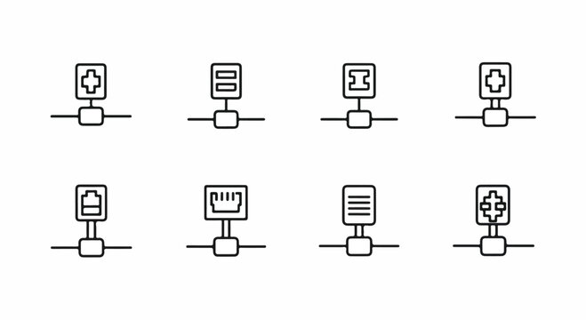 Various icons representing different types of computer and document symbols Vector