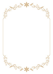 Beige plant motif decorative frame - white background