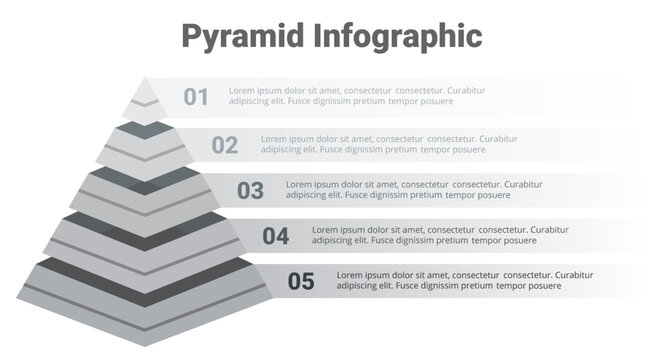 5 Step Pyramid Infographic Diagram Template for Business Presentation and Strategy