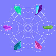 Aerial View of Colorful Paper Planes in Flat Design Formation