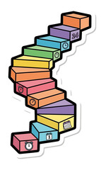 Colorful Staircase with Time Elements Productivity, Goals, and Progress Vector Illustration