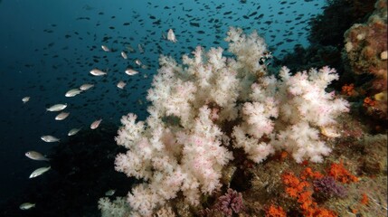 Vibrant Coral Reef Marine Life Scene.