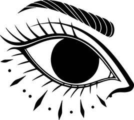 Mystical Eye Vector Illustration Tattoo Style Black and White Occult Symbol