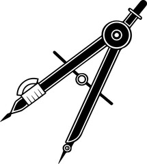 Geometry Compass Instrument Black and White Drawing Icon