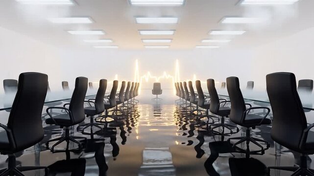 Obsidian Floor Golden Halo Corporate Interior
