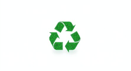 Obraz premium Separate green sustainability recycling icon on pure white background with copy space