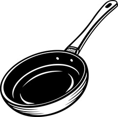Black and White Frying Pan Icon Vector Illustration Kitchen Cooking Skillet Utensil Silhouette