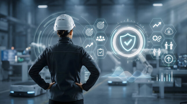 Female Engineer Analyzing Industrial Safety and Workforce Management Data