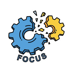 Strategic Alignment Interlocking Gears with 'Focus' Text for Business Synergy and Collaborative Success