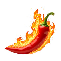 Red chili pepper with flames for food isolated on a transparent background red pepper
