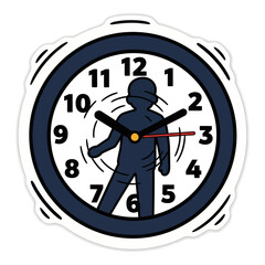 Time Management Concept Running Figure Inside Clock Face, Vector Illustration for Business Productivity and Deadline Pressure