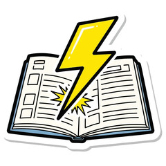 Knowledge Power Lightning Bolt Open Book Sticker for Learning, Education, and Intellectual Breakthroughs