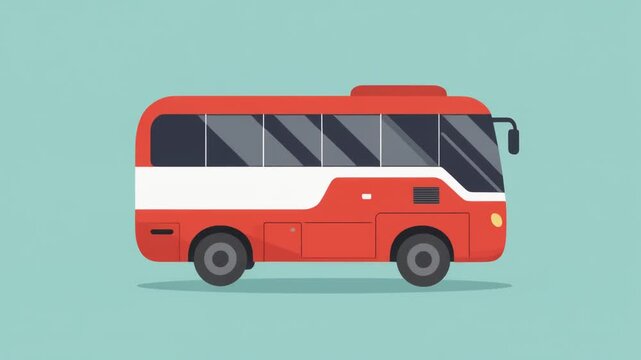 Animated Red and White Public Transport Bus Video Illustration for Urban Travel and Commuting Concepts