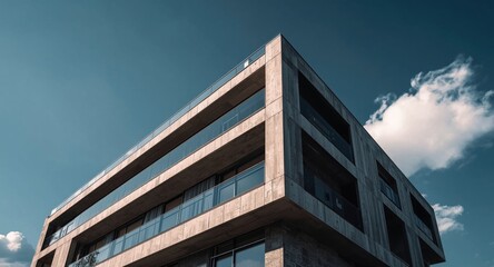 Obraz premium Exterior of a modern residential building recently completed with contemporary aesthetics