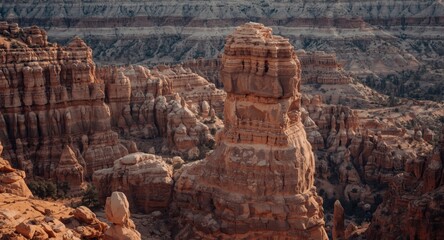 Rocky terrain featuring a natural organ pipe shaped geological landmark