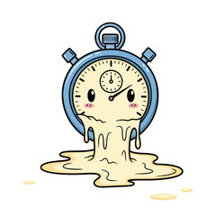 Melting Clock Sticker Time Management, Deadline, Stress, Procrastination, and Urgency Concept Illustration