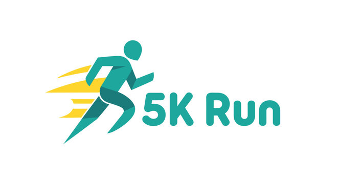 Dynamic 5K Run Icon with Motion Lines and Running Figure