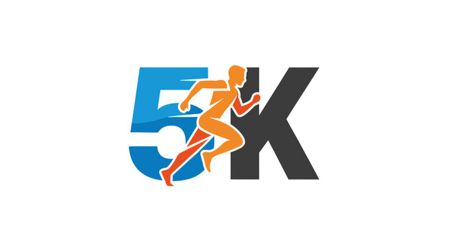 Dynamic 5K Running Event Logo with Athlete Illustration