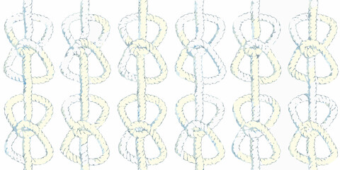 A repeating pattern of light blue rope knots against a white background © Shuvra Majumder