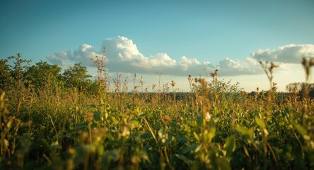 Natural summer vista with lively plants and clear skies