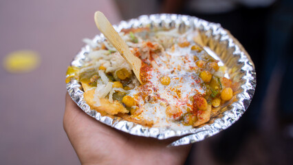Traditional Indian Chaat Street Food Served in Plate