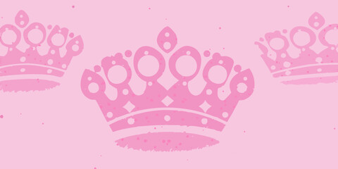 Repeating pink crown pattern on a light pink background
