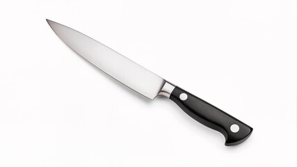 Fototapeta premium Professional stainless steel chef knife with black handle isolated on a white background